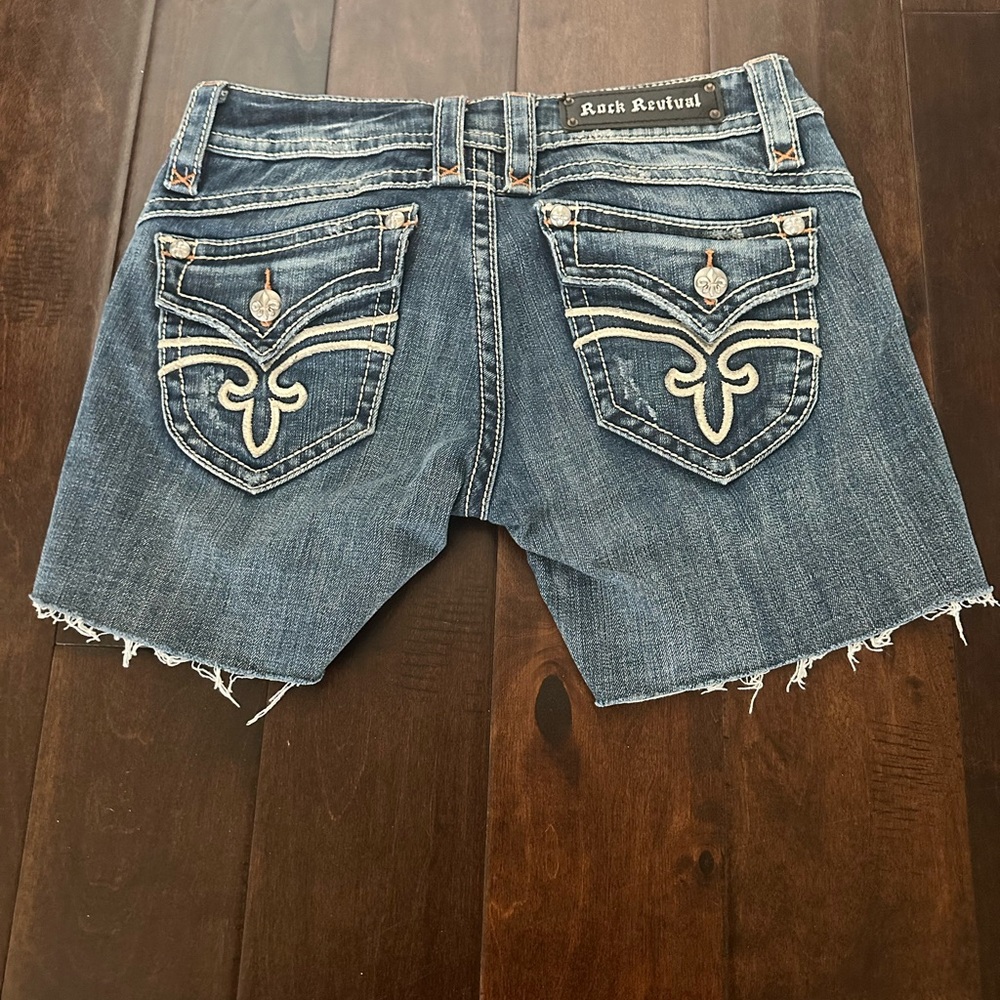 Rock Revival Distressed Blue Denim Shorts